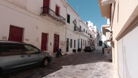 residential street in tinos island in greece