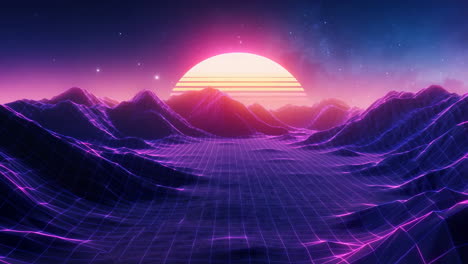 synthwave sunset landscape