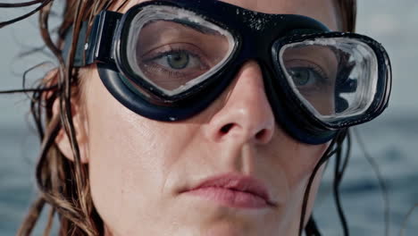 woman in diving goggles