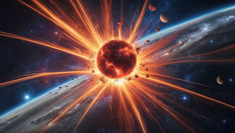 cosmic explosion and planetary destruction in space