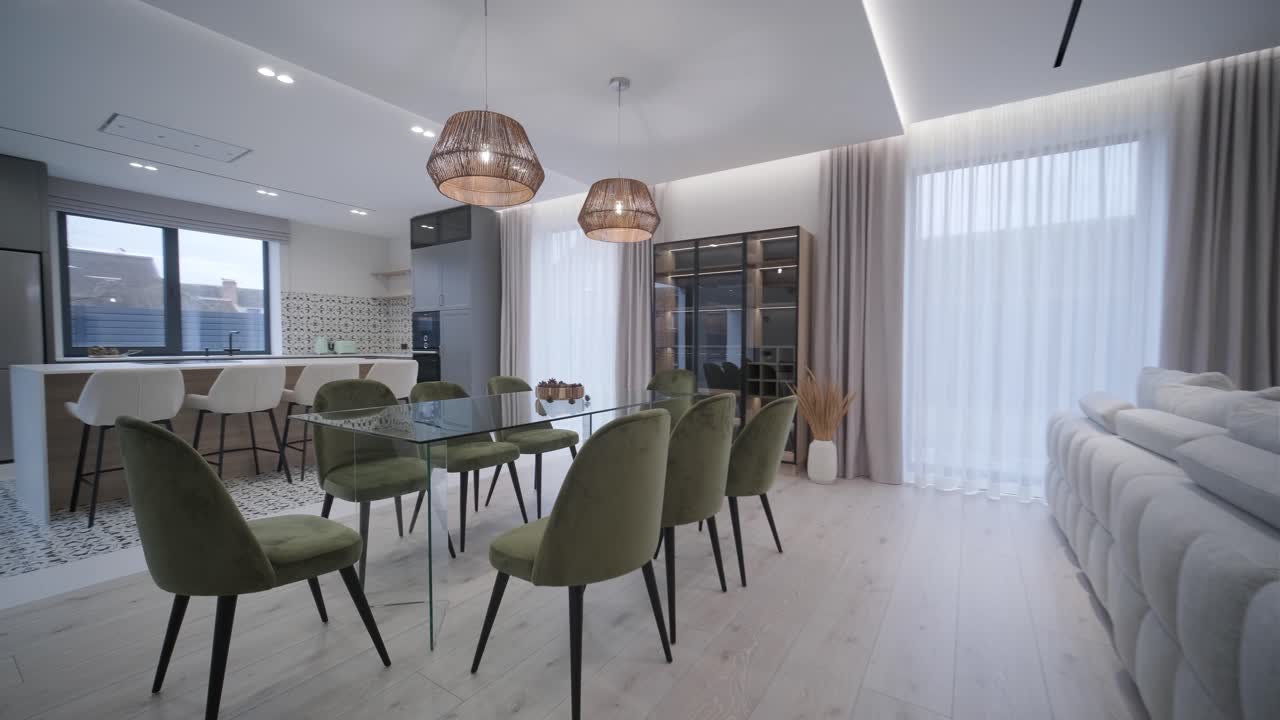 video de diseño y decoración de habitaciones interiores moderno estilo minimalista sala de estar y comedor apartamento estudio.