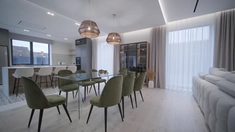 video of interior room design and decoration modern minimal style living and dining area studio apartment.