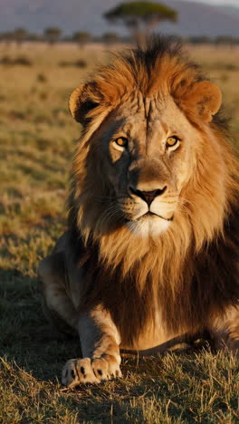 majestueuze leeuw in de afrikaanse savanne