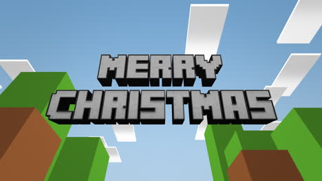 texto retro de feliz navidad en el patrón del juego en estilo de 8 bits
