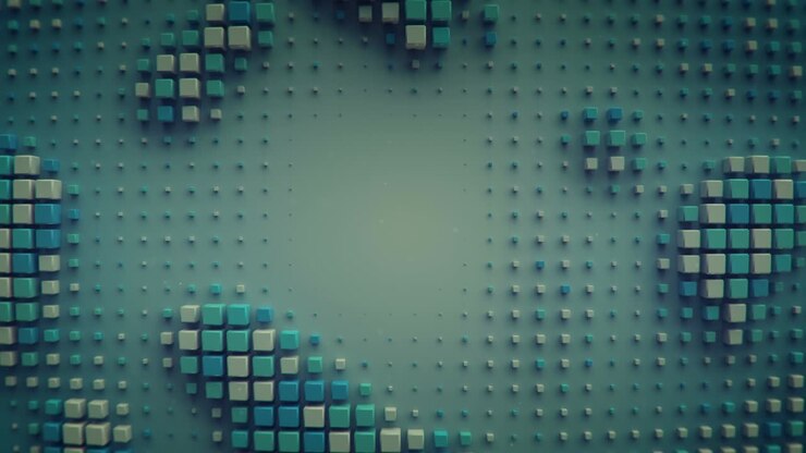 Cubes on a plane seamless loop 3D render animation