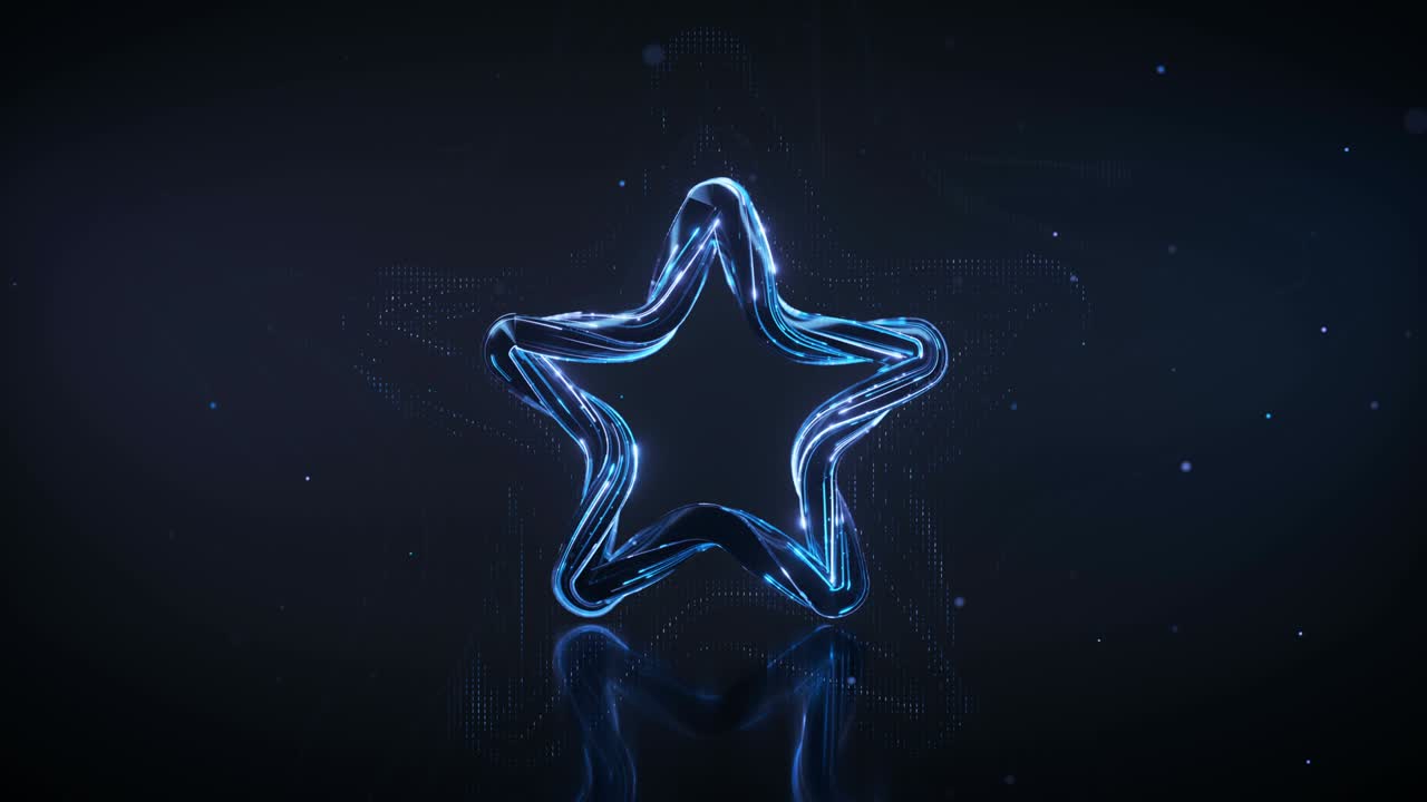 futuristica forma di stella blu 3d rendering vj loop animation