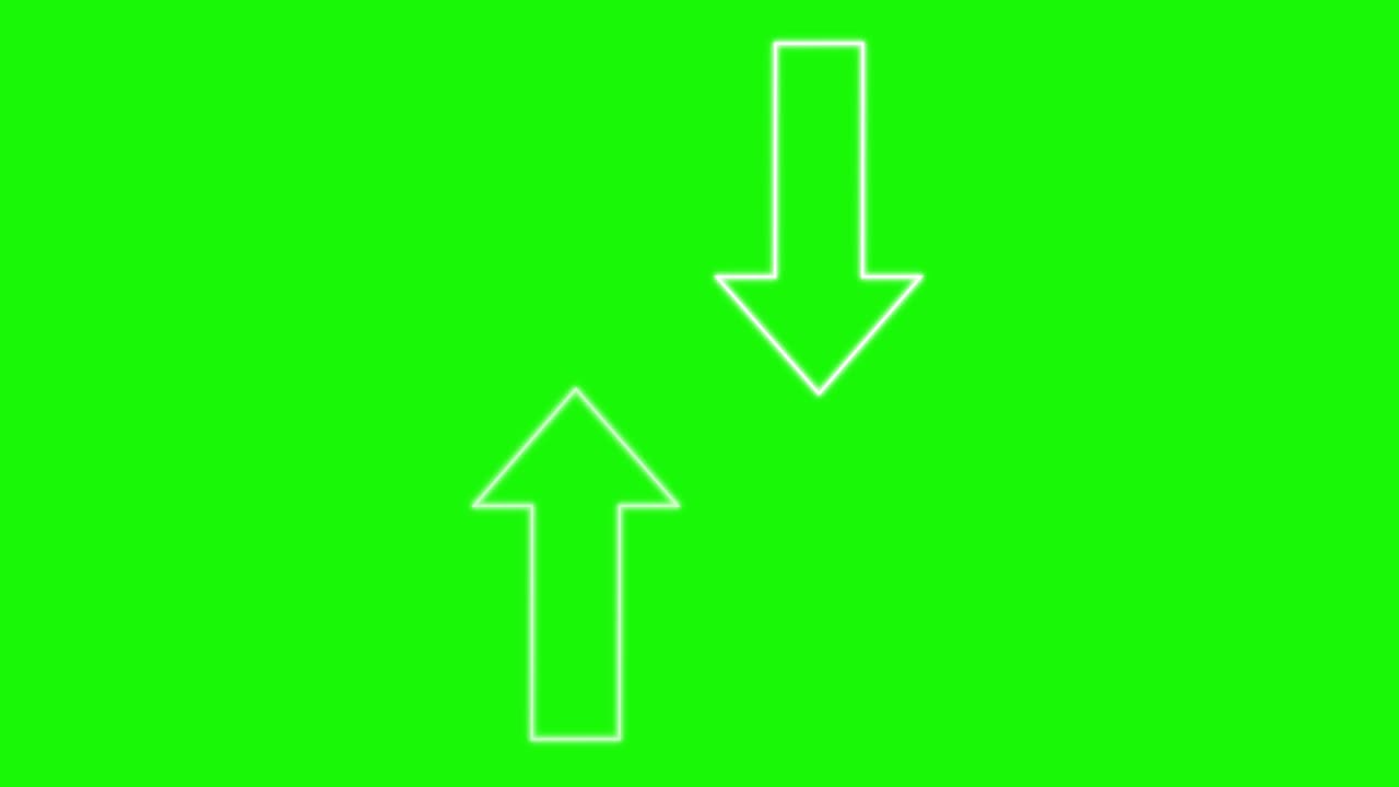 Outlined arrows animate upward and downward in sync, with smooth transitions on vivid green backdrop
