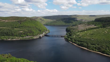 garreg ddu dam elan valley wales aerial footage high point of view 4k