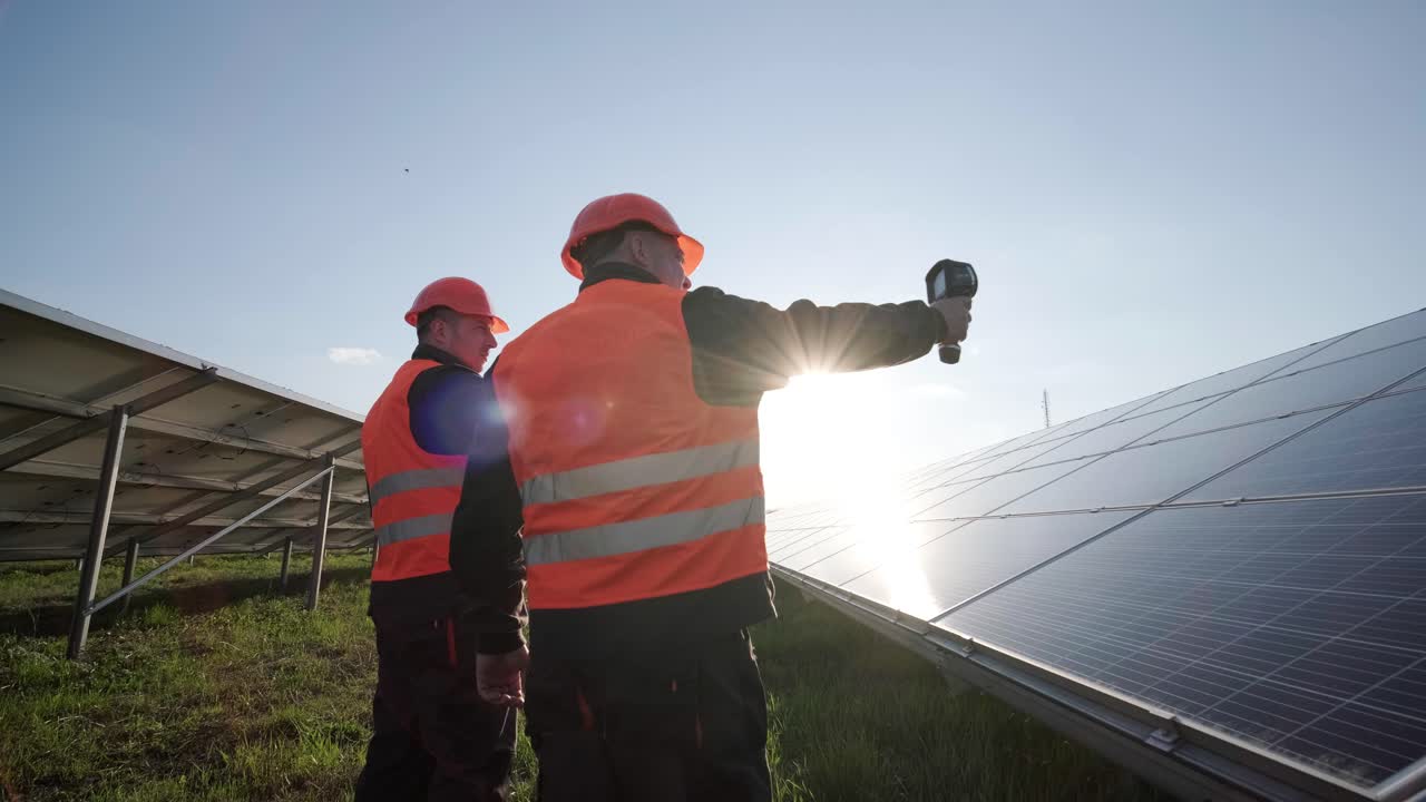 examen por parte de un inspector de los módulos fotovoltaicos mediante una cámara de imagen térmica