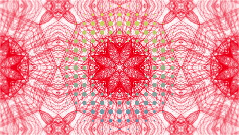 animación de estructuras caleidoscópicas rojas en un patrón sin costuras contra el espacio de copia en fondo blanco