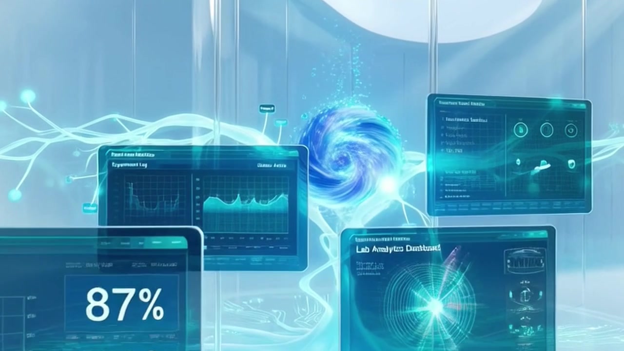 Futuristic Quantum Computing Interface with Data Visualization
