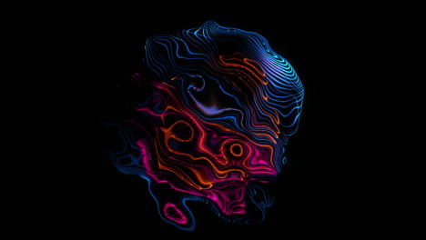 animación de forma amarilla y roja ondulando sobre fondo negro