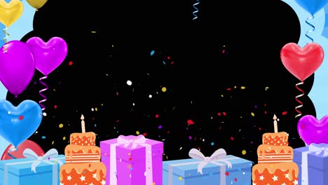 4k happy birthday celebration and party frame decoration background animation colorful flying