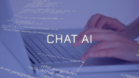animación de inteligencia artificial texto y procesamiento de datos sobre hombre caucásico usando computadora