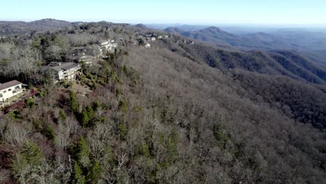 aerial pan of vacation homes in blowing rock nc, north carolina