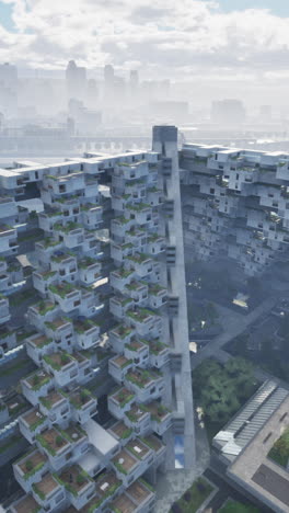 paisaje urbano futurista con rascacielos modernos