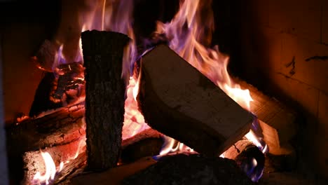 fireplace, burning woods, tranquil scene