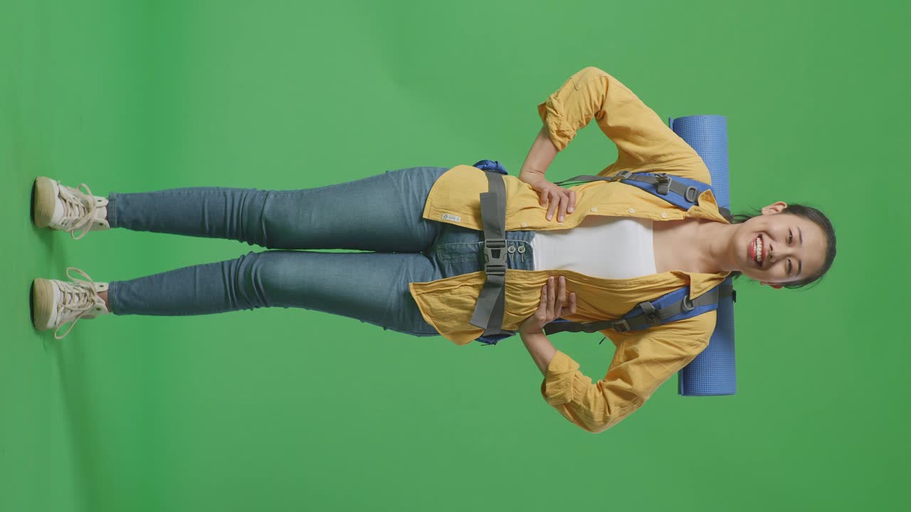 Woman with Backpack on Green Screen