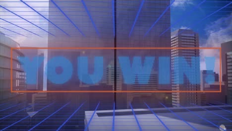 Animation-of-you-win-text-over-digital-cityscape