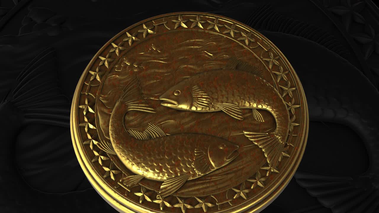 peces - signos del zodiaco animación del círculo dorado