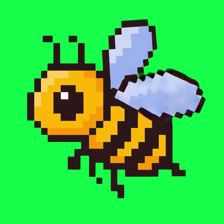 Ape Animata in Pixel Art che Vola su Sfondo Verde