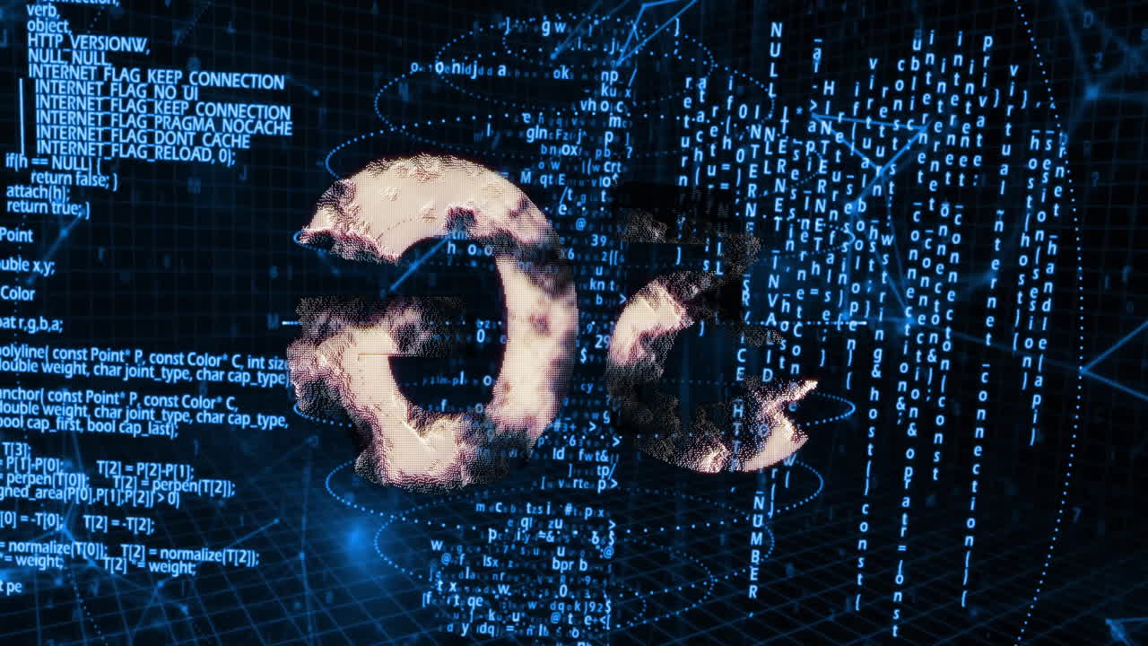 animación del globo y el texto 5g sobre procesamiento de datos en fondo negro