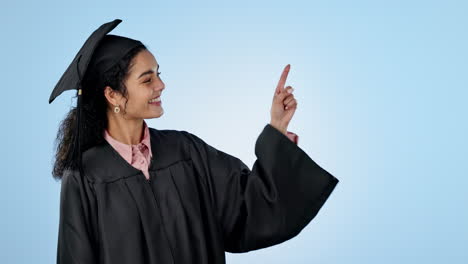 Education,-university-and-face-of-woman-with-hand