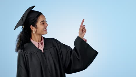 educación, universidad y rostro de mujer con la mano