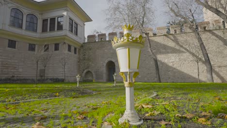 ornamental lantern in a historical palace garden