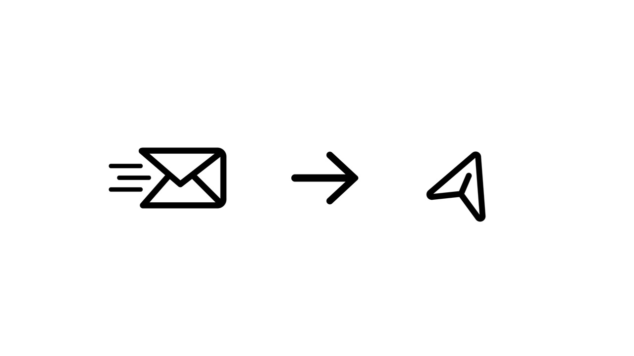 Minimalist mail showing airplane send icon animation isolated on white background