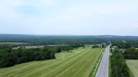 landscape drone shot in estrie quebec canada