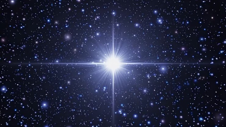 A mesmerizing video of a starry night sky with a bright central star