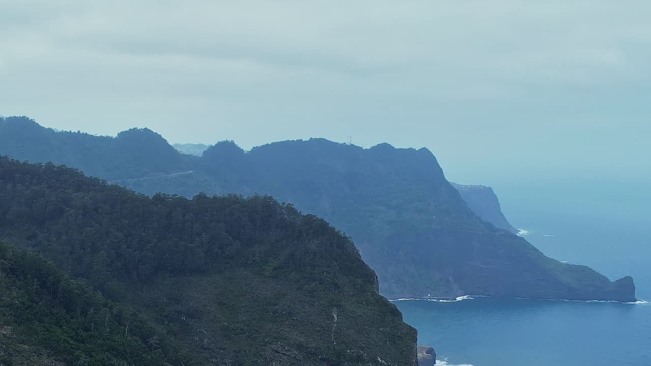 Stunning aerial view of Madeira's rugged coastline in Portugal