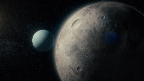 alien planet and moon in space