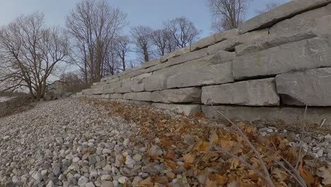 low angle limestone rock wall day time