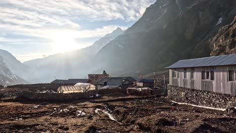 overlooking the village of langtang valley