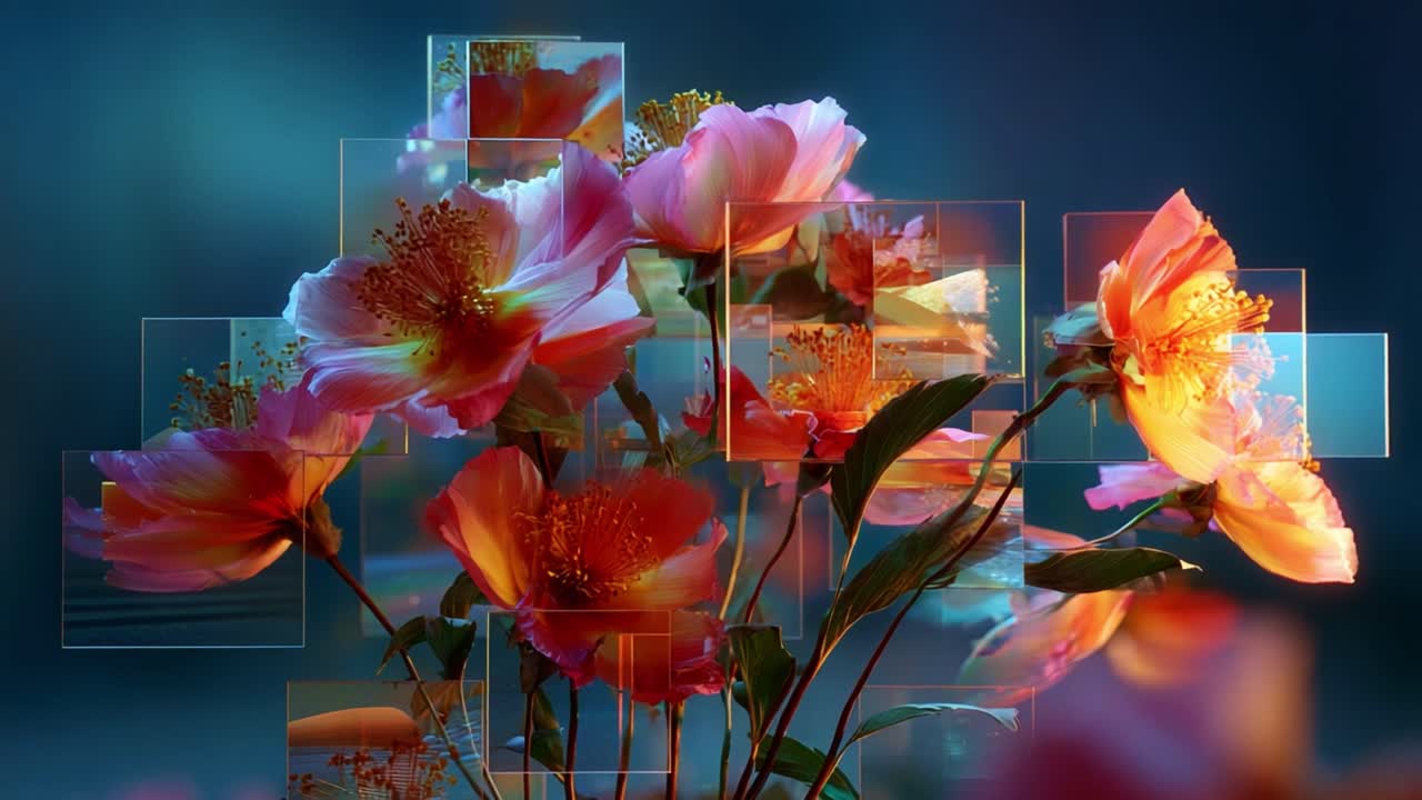 A Stunning Display of Colorful Flowers Captured in a Dreamlike Arrangement Highlighting the Intricacies and Beauty of Nature with Artistic Depth and Texture