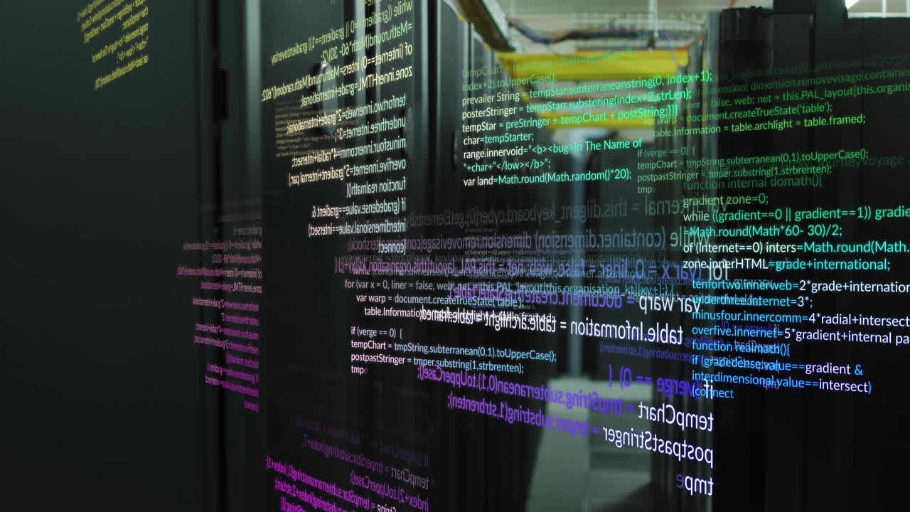 animação do processamento de dados através de servidores informáticos