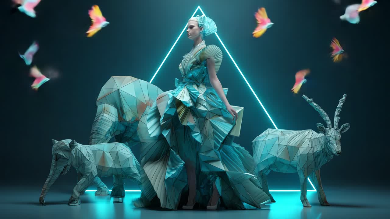Origami Woman in Triangle World