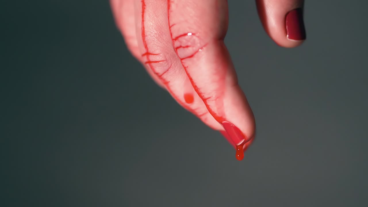 mano de niña sangrienta