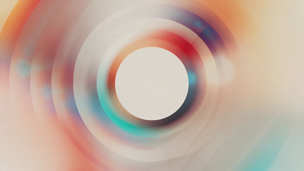 On start rotating concentric rings speeding then slowing in digital space around central white disc