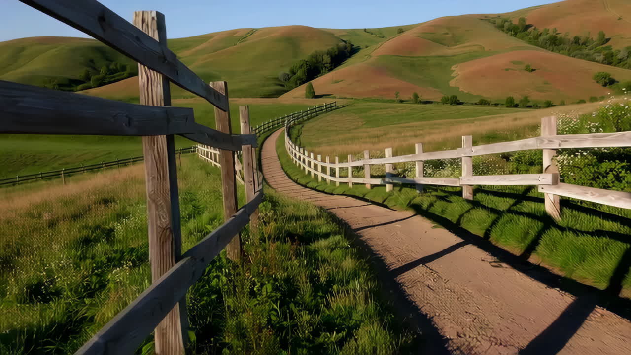 Scenic Country Path Through Lush Meadows
