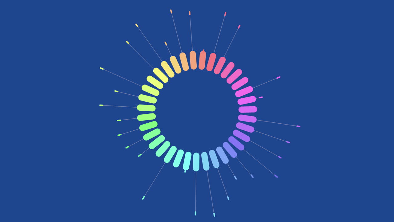 círculo de arco iris radiante con líneas vibrantes