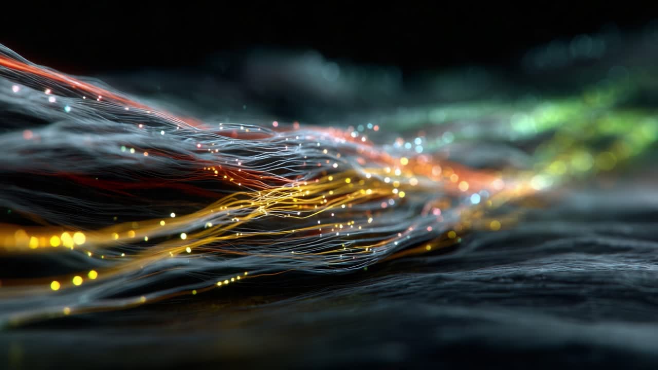 Captivating Flow of Vibrant Light Trails: A Visual Journey Through Abstract Motion and Dynamic Energy in a Darkened Space
