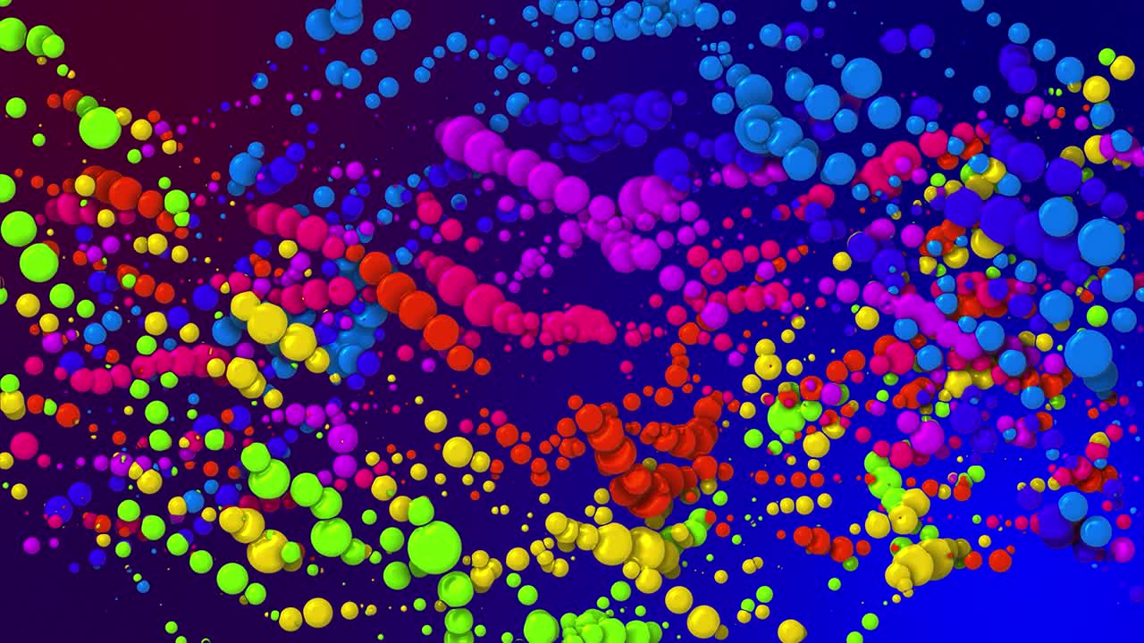 액체에서 페인트 거품이나 염료 방울과 같은 아름다운 다채로운 원의 만화 애니메이션 4k 루프 추상적인 창의적 배경 알파 채널로 루마 매트 입자 증가 및 감소