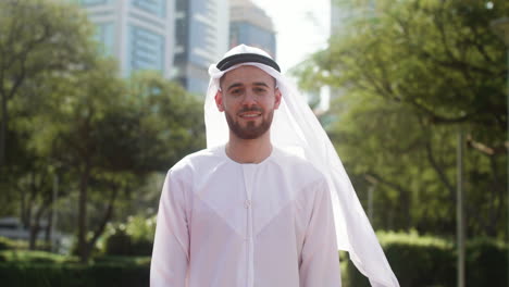 man with arabic clothing in the street