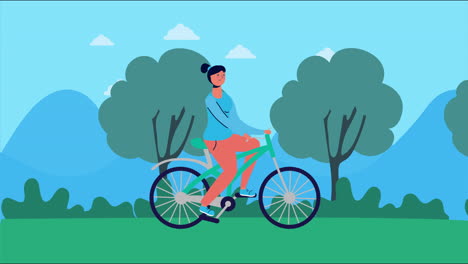 mujer en bicicleta en el parque