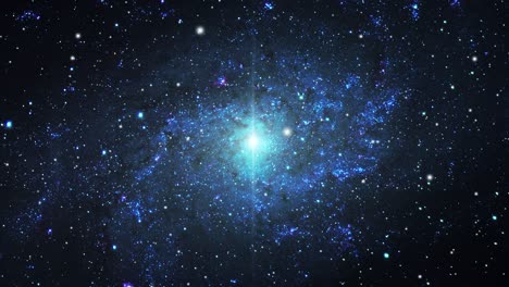 Blaue-Galaxie-Mit-Einem-Planeten-Als-Vordergrund