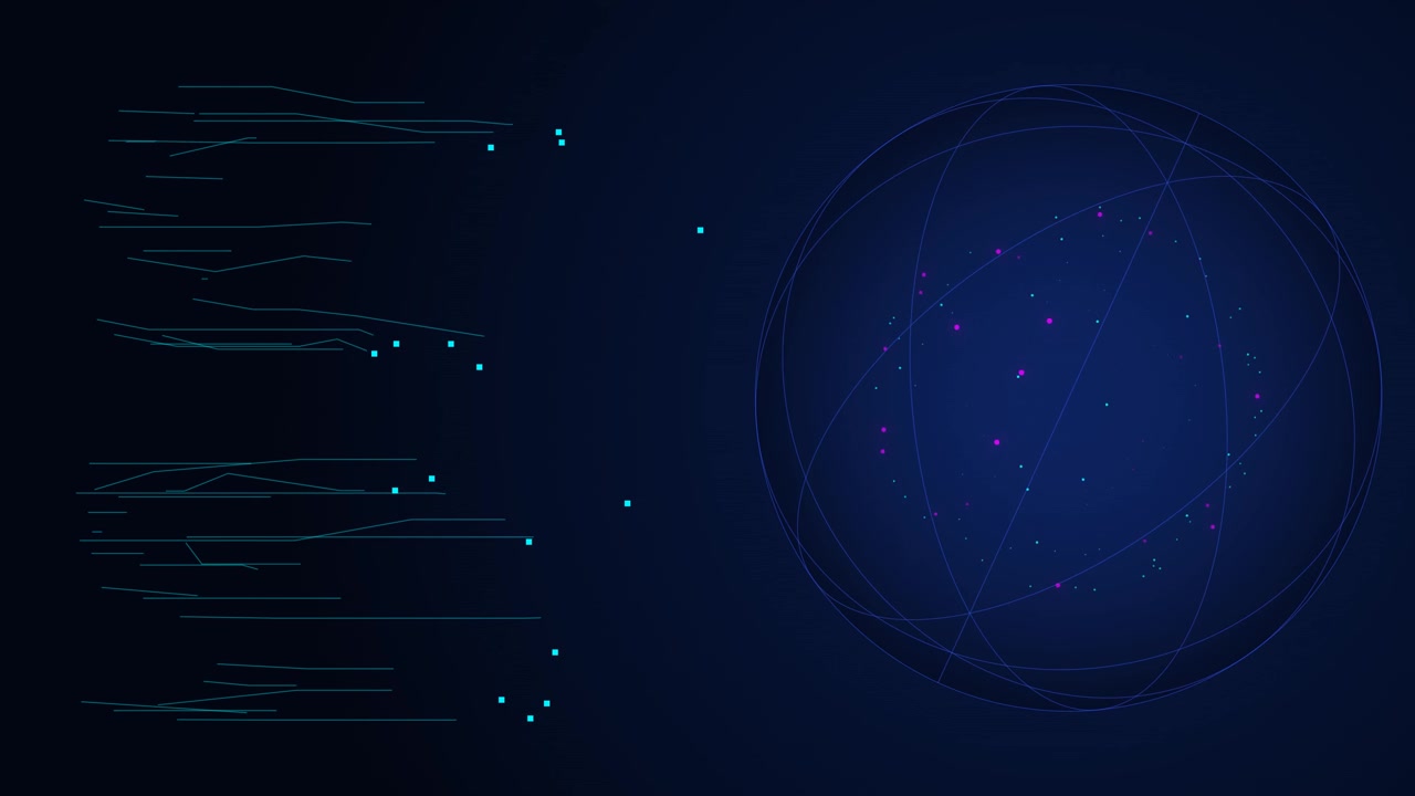 Abstract Digital Sphere with Data Lines and Glowing Particles