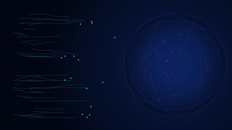 Abstract Digital Sphere with Data Lines and Glowing Particles